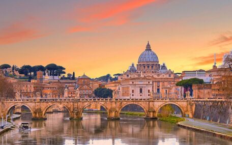 st peter basilica in Rome from ponte sant'angelo